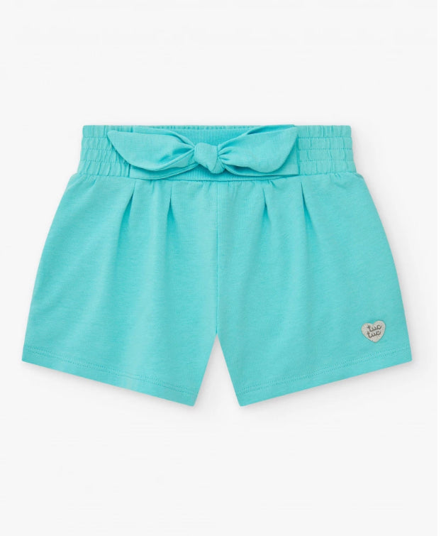 TucTuc Pantalón Corto Azul Para Niña Con Cintura Elástica Y Lazo