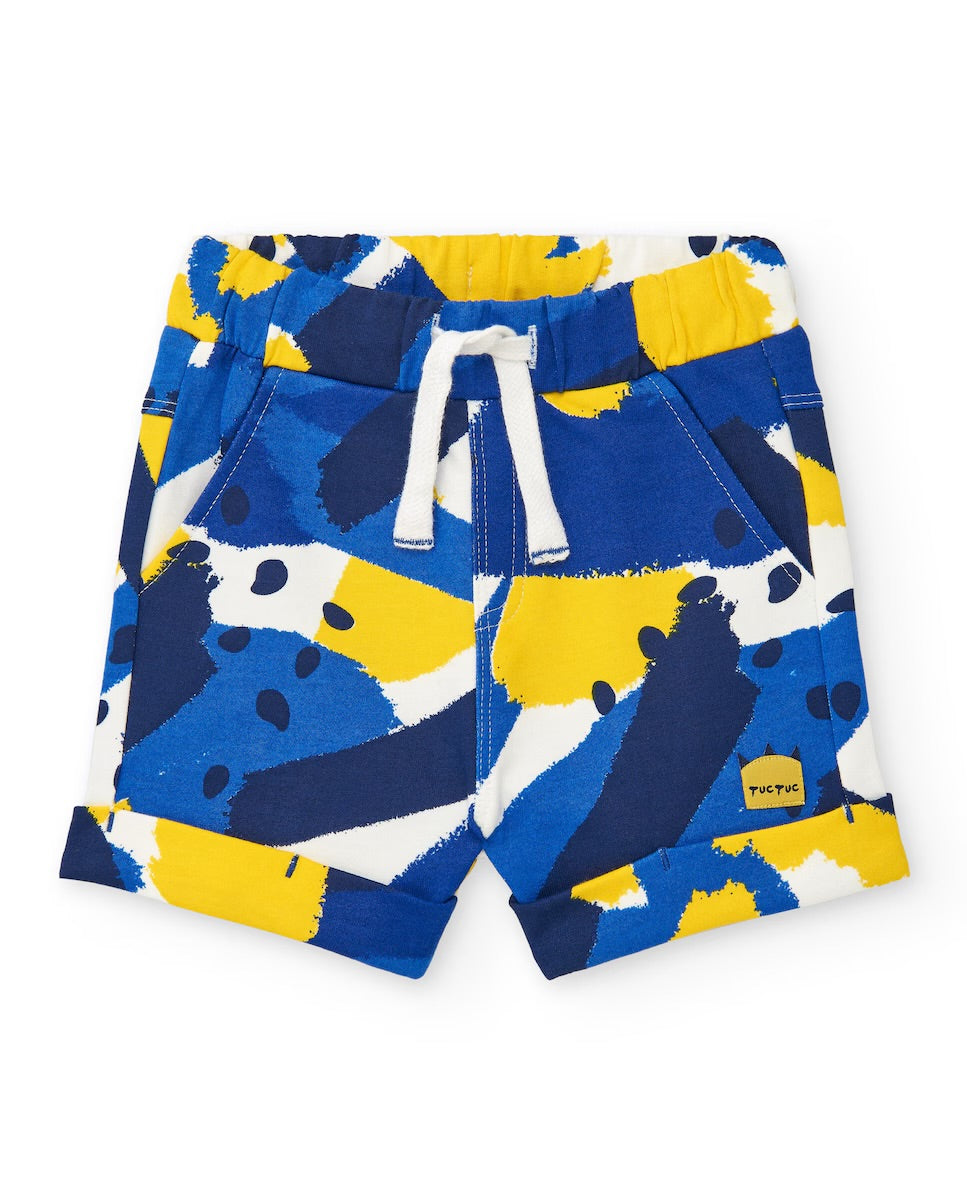 TucTuc Conjunto Camiseta y Bermudas para niño en azul y amarillo. Colección: Hey Buddies