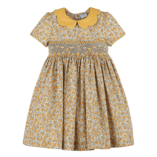 Luli & Me Honey Mustard Floral Dress