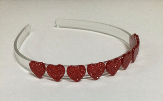 Lilies & Roses Hearts Glitter Trio Red Headband