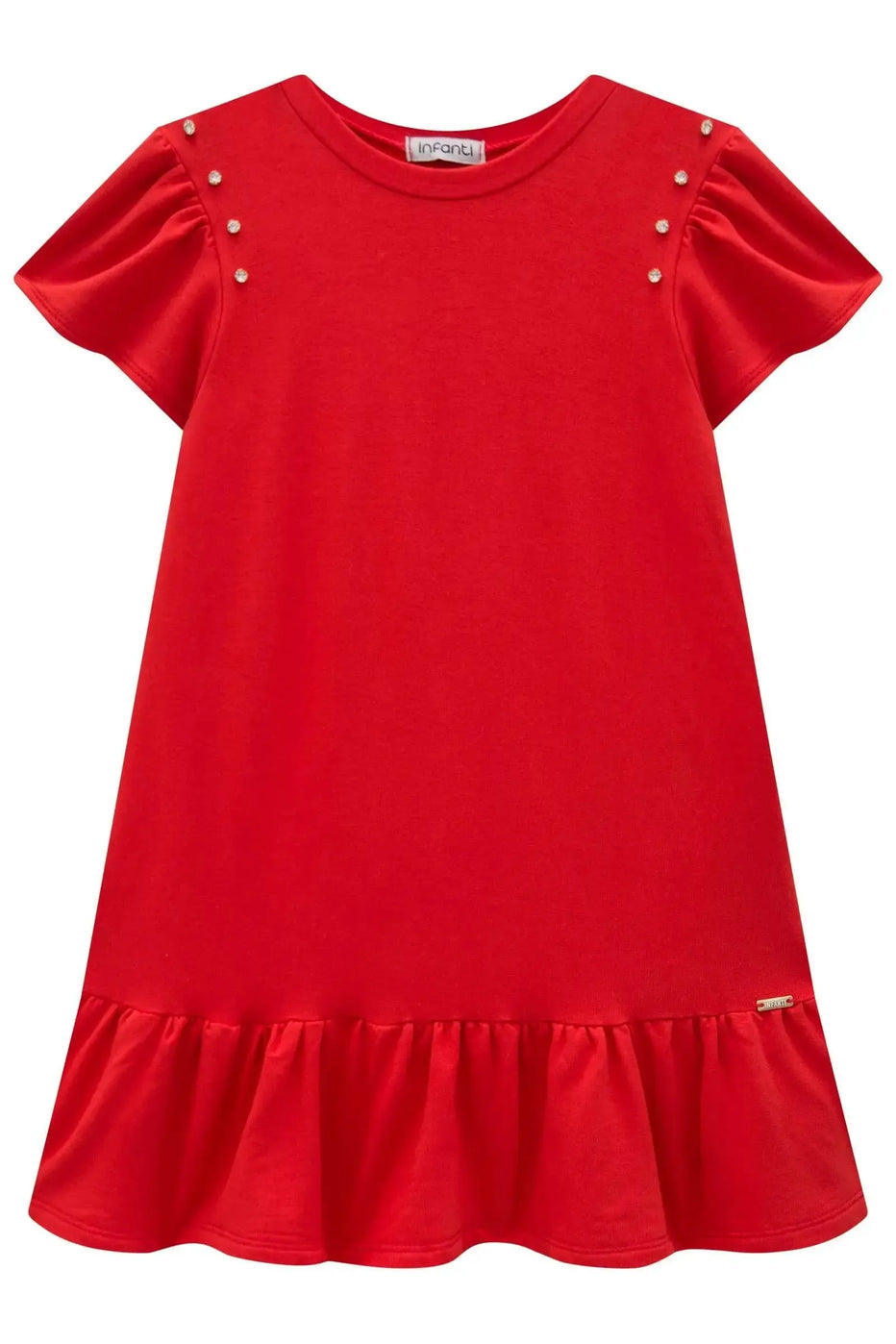 Infanti Vestido Niña Rojo Acompañado Cartera Roja
