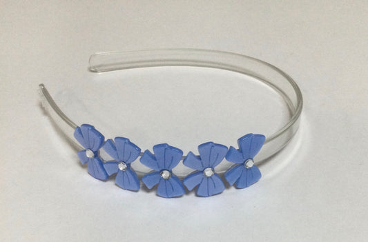 Lilies & Roses Bows Satin Blue Headband