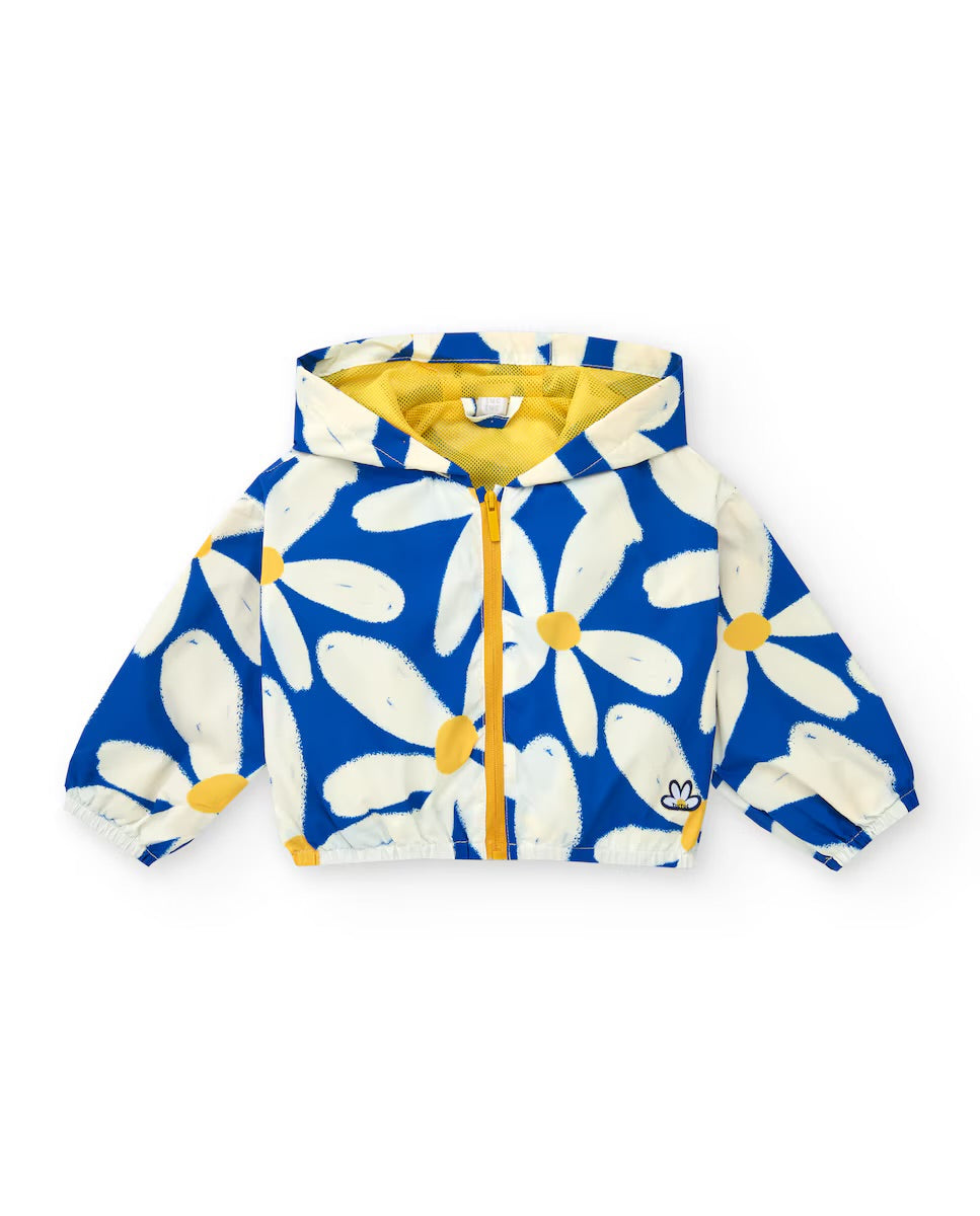 Tuc Tuc Cortavientos para niña en azul con flores y detalles amarillos. Colección: Hey Buddies