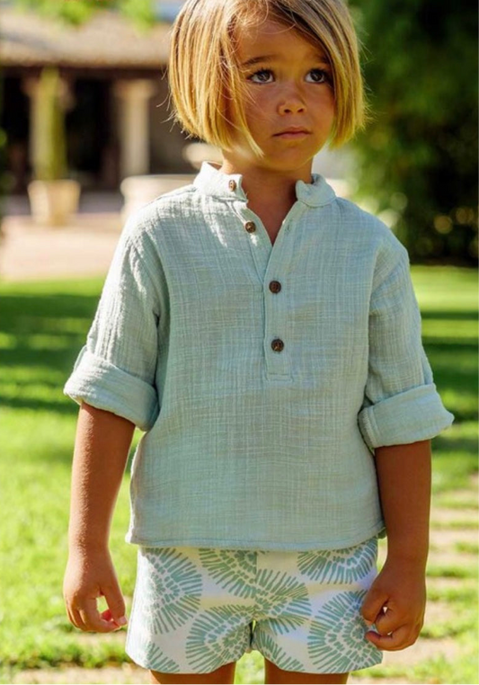 Cocote Baby & Kids Conjunto Niño Boho Verde y Azul