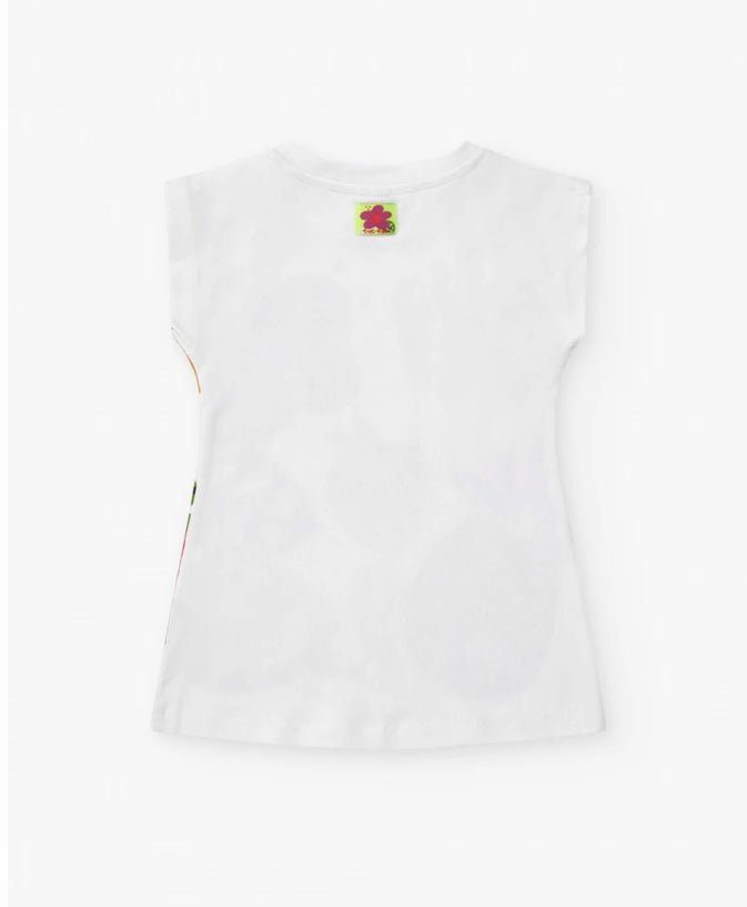 Tuc Tuc Vestido blanco sin mangas para niña con estampado tropical