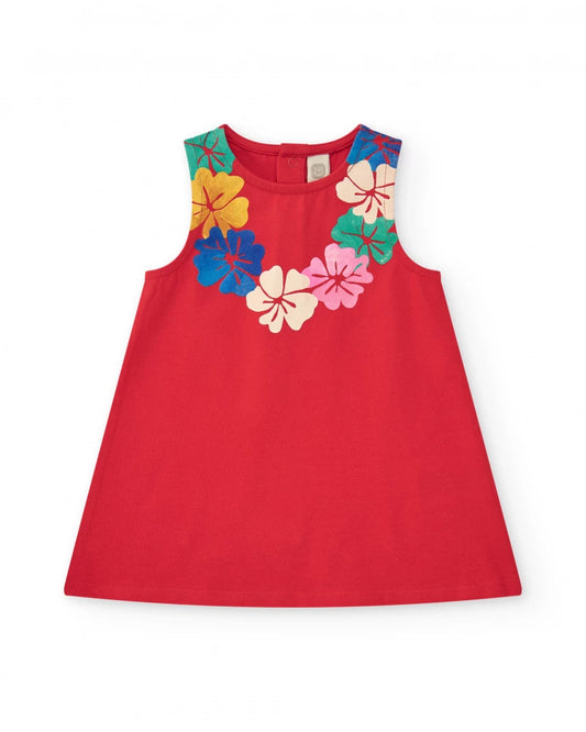 Tuc Tuc Vestido sin mangas para niña en rojo con estampado floral