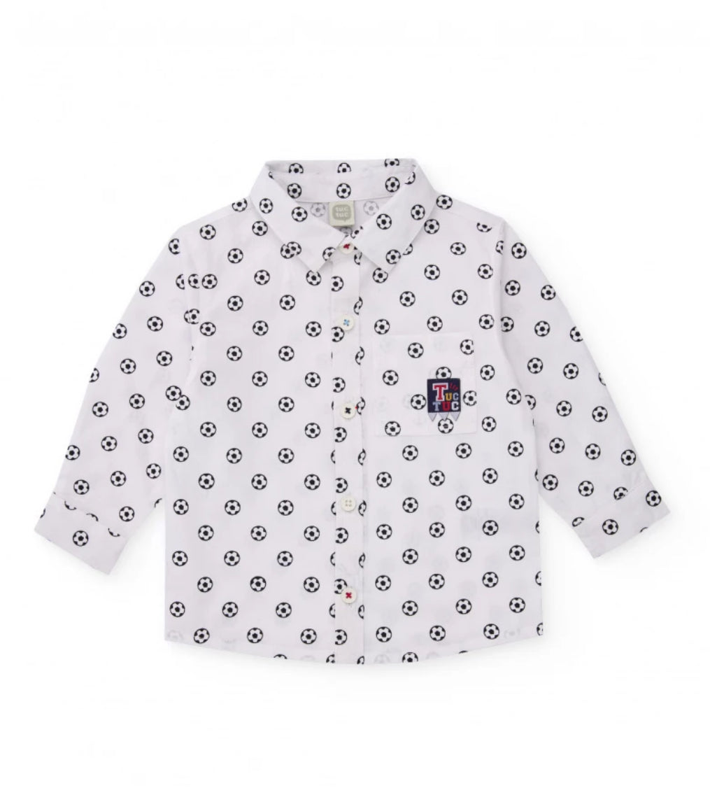 TucTuc Camisa Blanca De Balones Y Pantalón Azul Marino