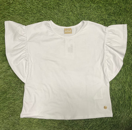 Milon Blusa Femenina Blanca Con Manga De Volantes