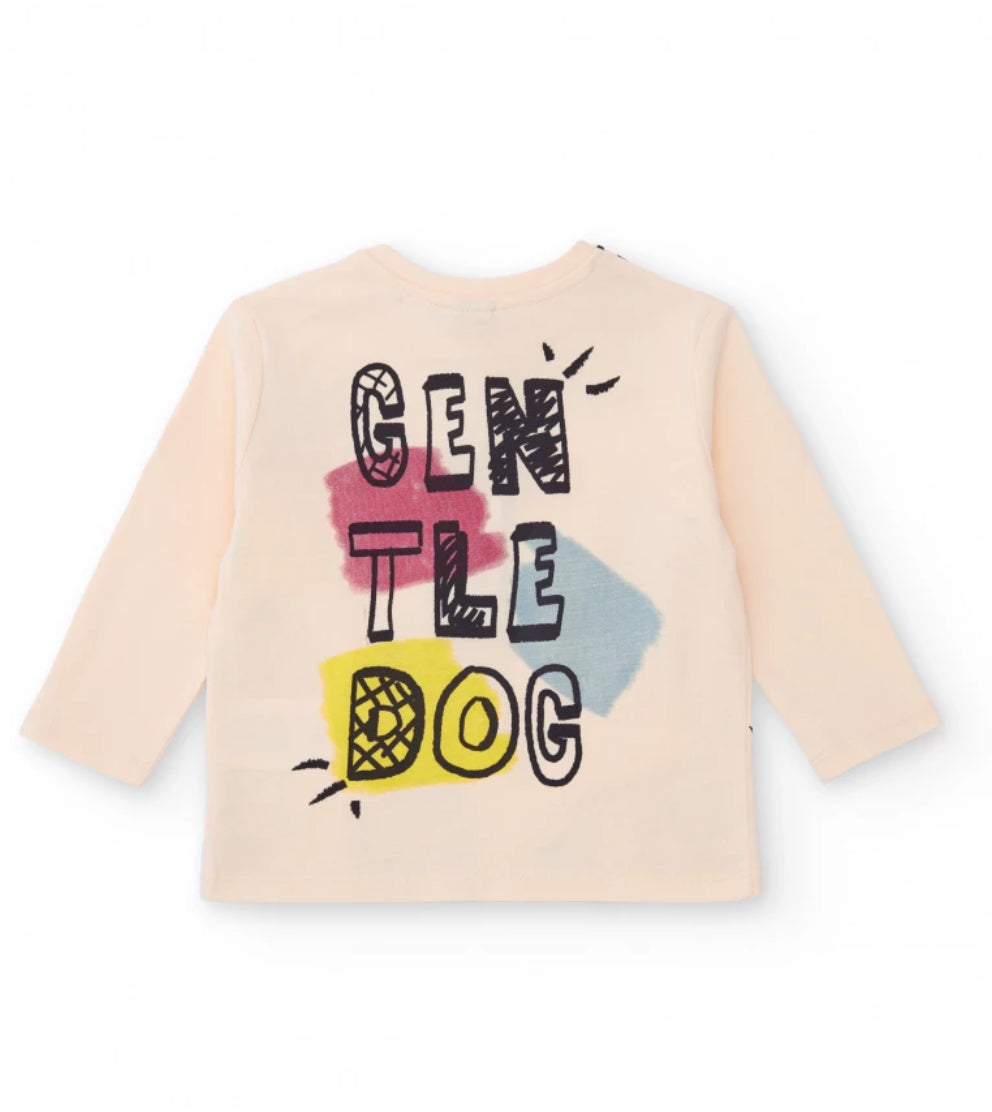 TucTuc Conjunto Niño Camiseta Manga Larga Estampado Perros Pantalón jogger azul marino con bolsillos cargo