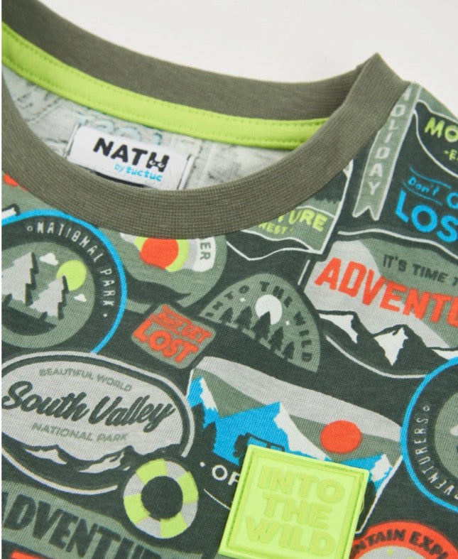 TucTuc NK Camiseta De Punto Temática Aventurera Y Bermuda Con Bolsillos Laterales