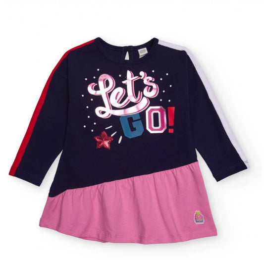 TucTuc Vestido Niña Estampado “Let's Go!" detalles Estrellas Lentejuelas