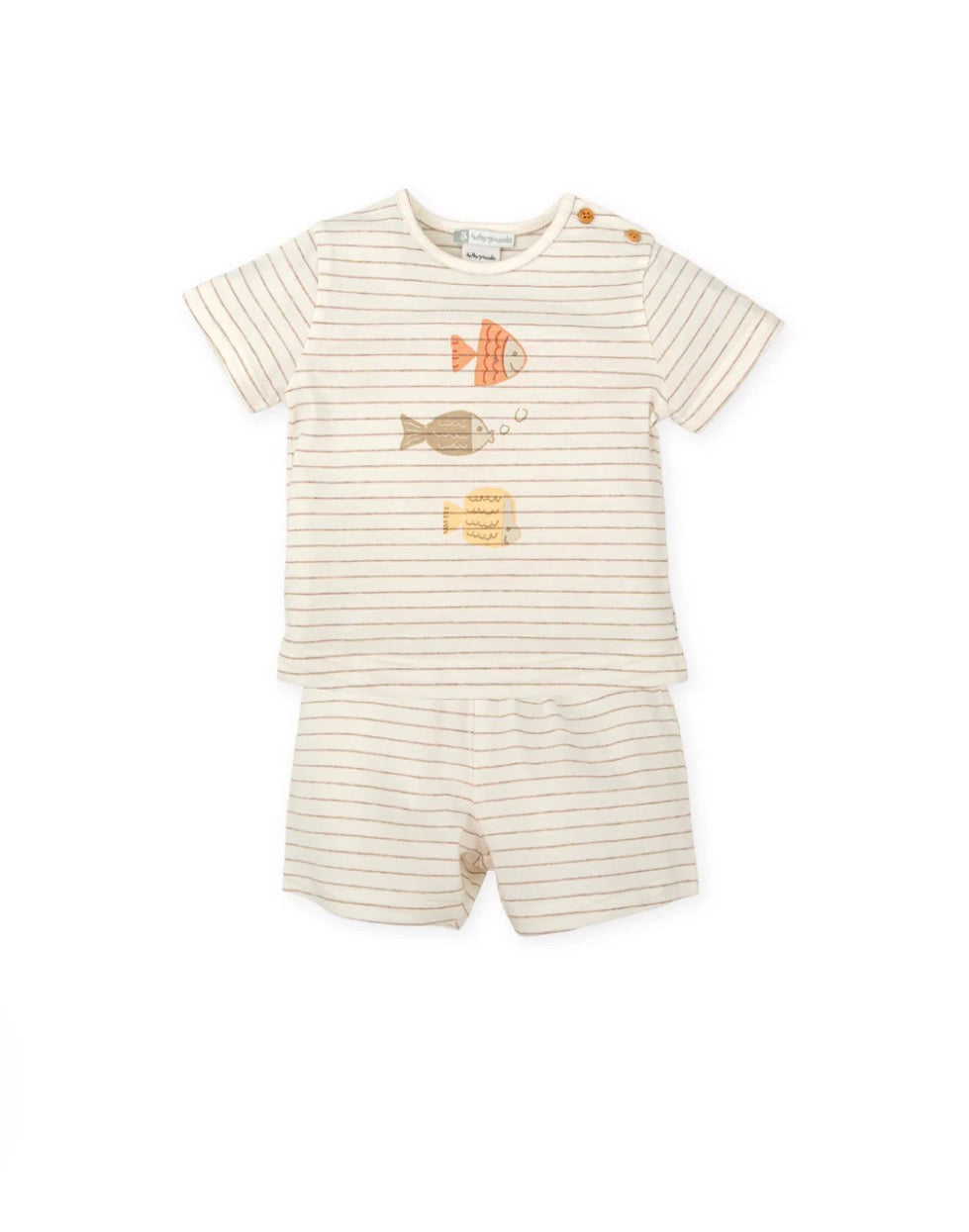 Tutto Piccolo Conjunto Camiseta Y Bermuda Rayas Peces