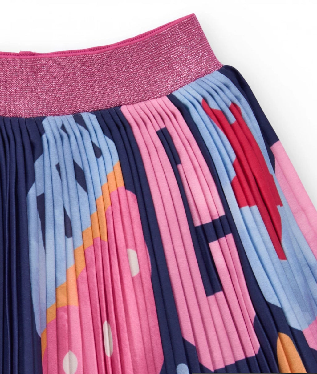 TucTuc Camiseta Blanca Manga Larga Estrellas Y Falda Plisada Multicolor.