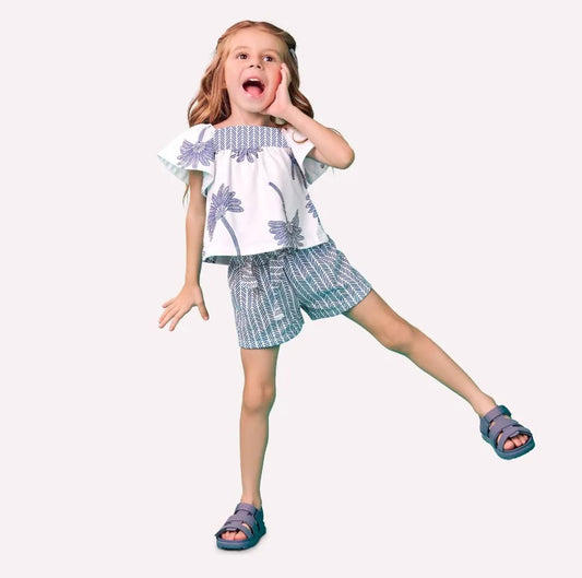 Nanai Conjunto Infantil Niña Palmeras Azules