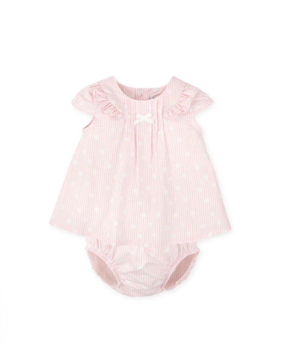 Tutto Piccolo Vestido Con Braguitas Rayas Y Motas Rosa