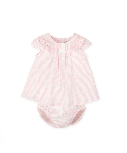 Tutto Piccolo Vestido Con Braguitas Rayas Y Motas Rosa