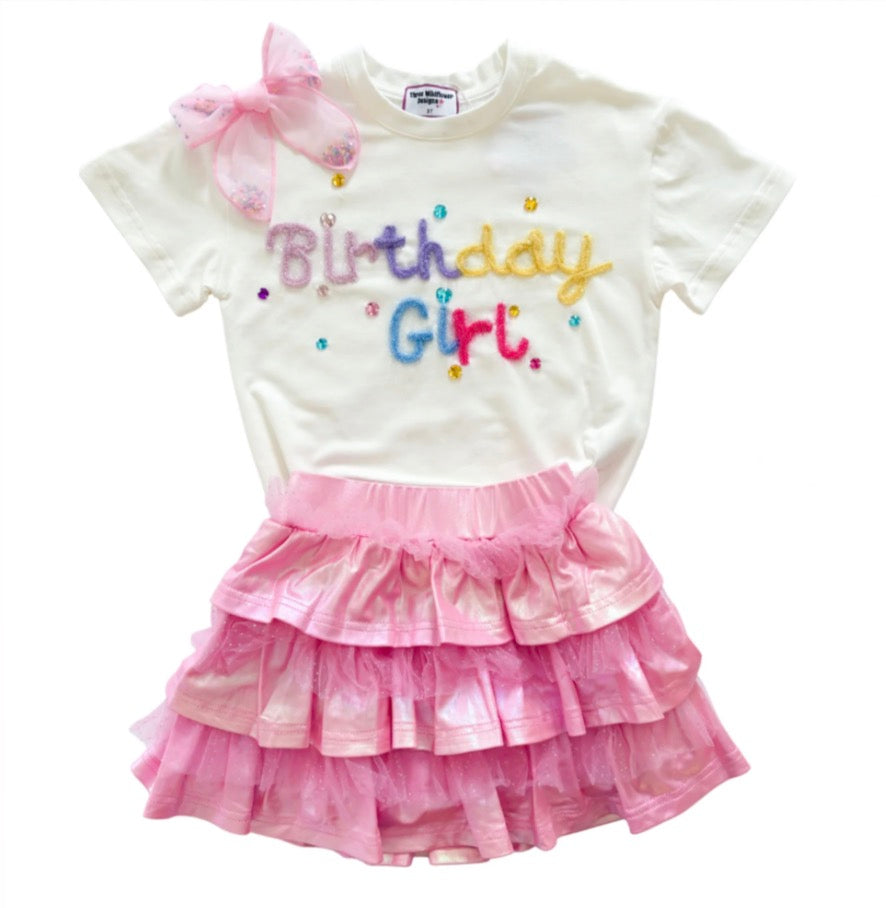 TWD Pink Metallic And Tulle Layered Skort Birthday Collection