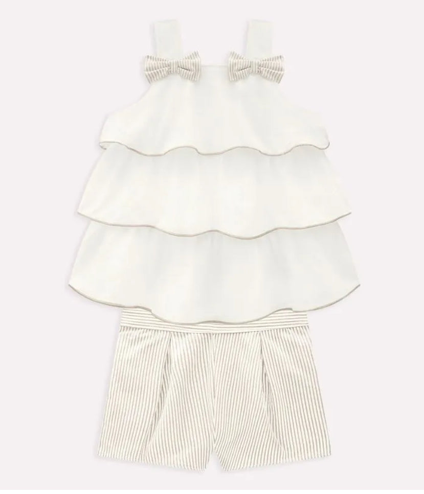 Milon Set Blusa Volantes Crema