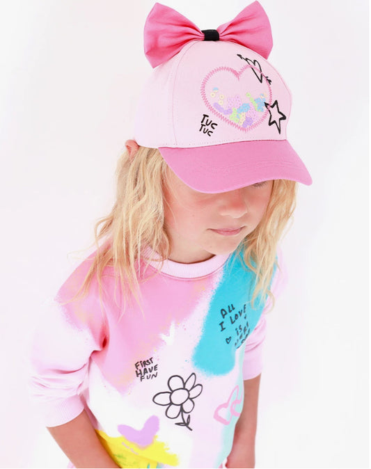 TucTuc First Have FunGorra Para Niña En Rosa Con Lentejuelas Y Lazo
