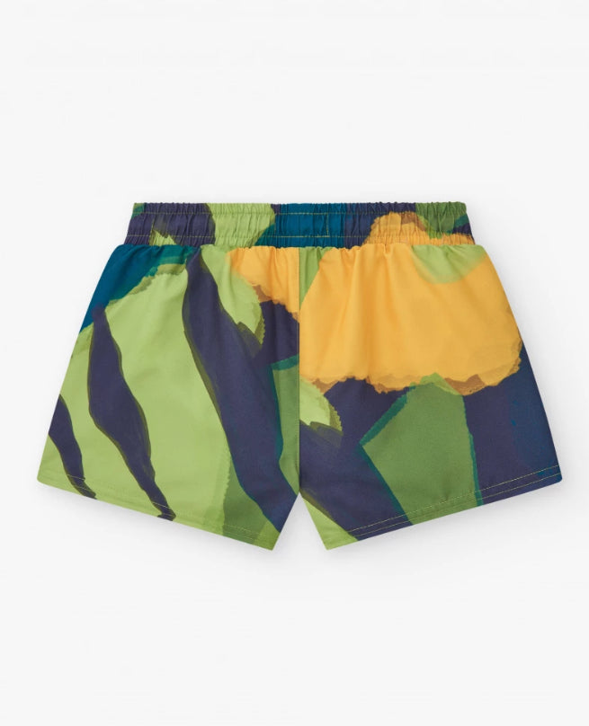 TucTuc NK Dune Extreme Conjunto Camiseta Para Niño En Verde Con Estampado Multicolor Y Bermudas Verde Con Estampado Tropical