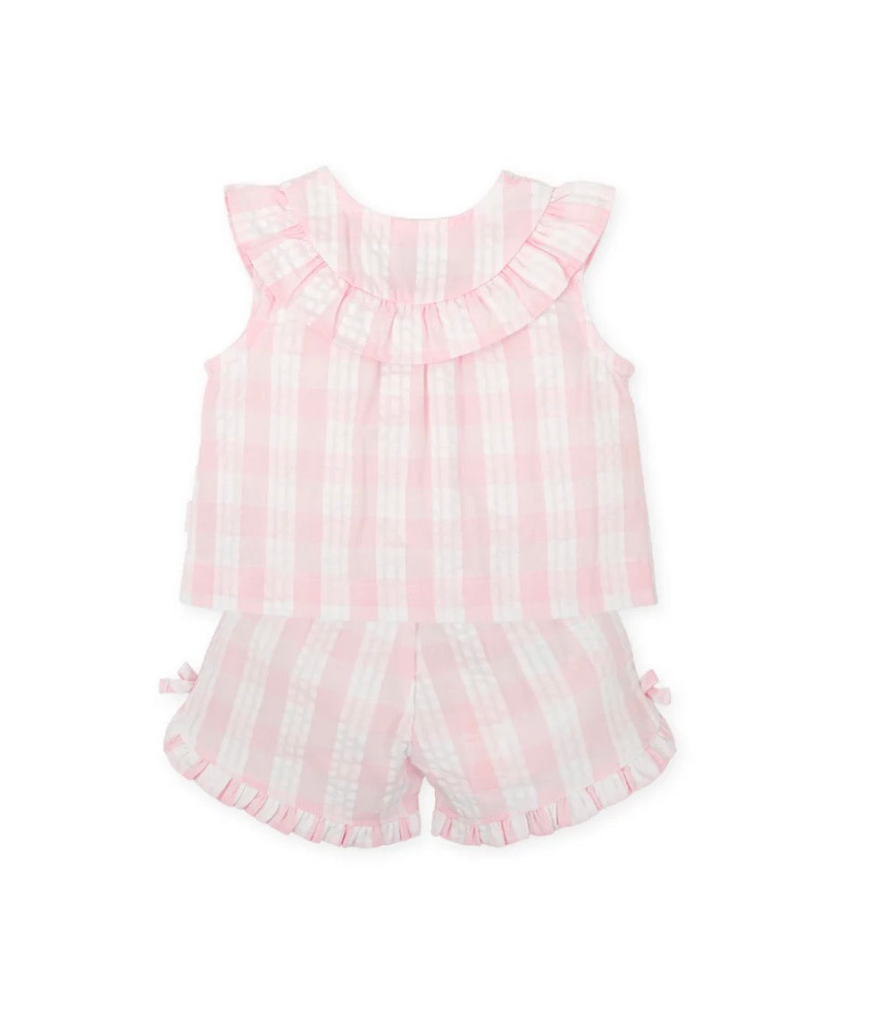 Tutto Piccolo Conjunto Top Y Short Cuadros Rosa