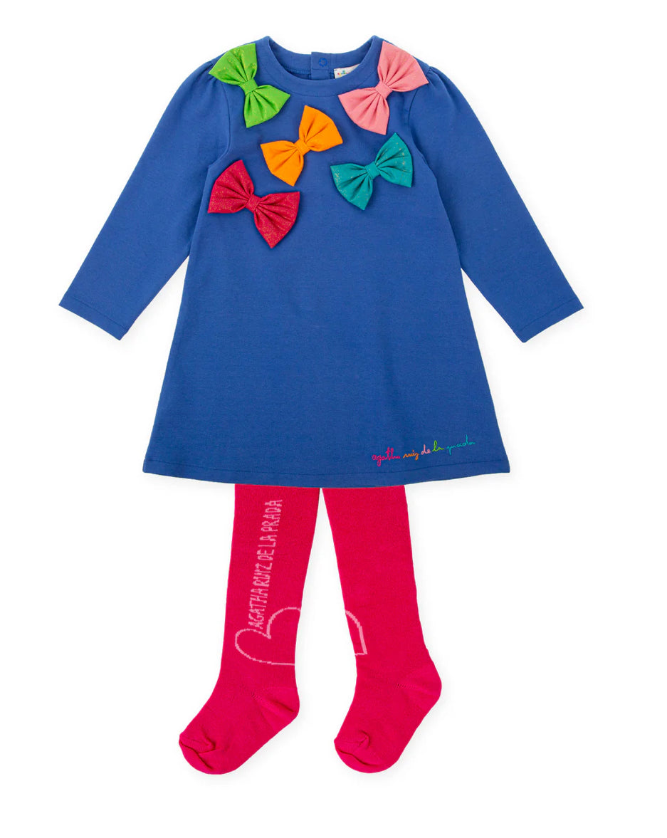 AGATHA RUIZ DE LA PRADA VESTIDO LAZOS AZUL ELECTRICO CON LEOTARDOS