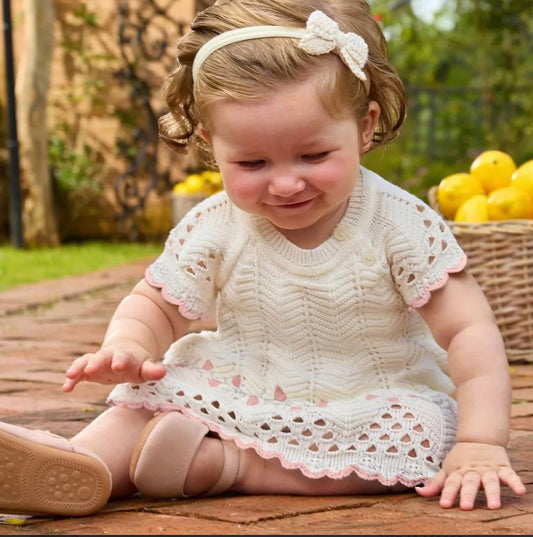 Milon Vestido Infantil Blanco Con Bordado