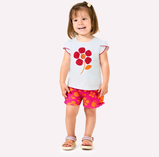Kyly Conjunto Infantil Niña Flor Bordado