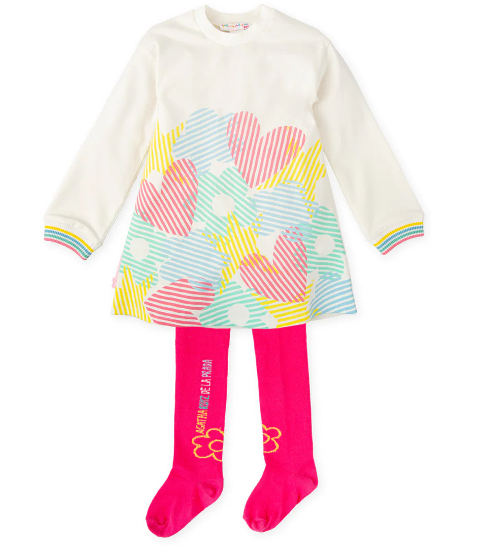 AGATHA RUIZ DE LA PRADA VESTIDO ICONOS BLANCO CON LEOTARDOS