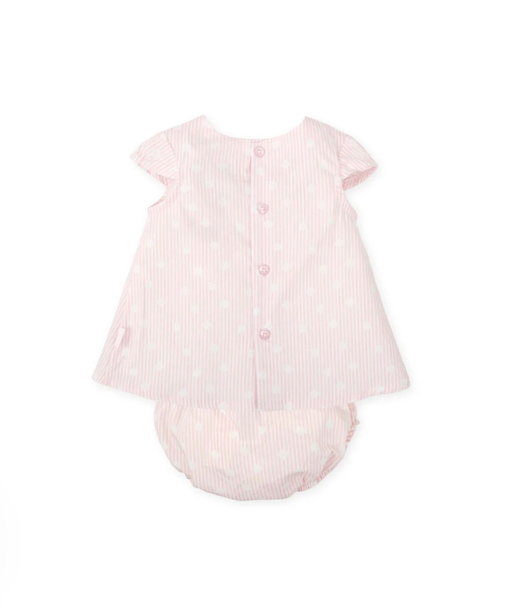 Tutto Piccolo Vestido Con Braguitas Rayas Y Motas Rosa
