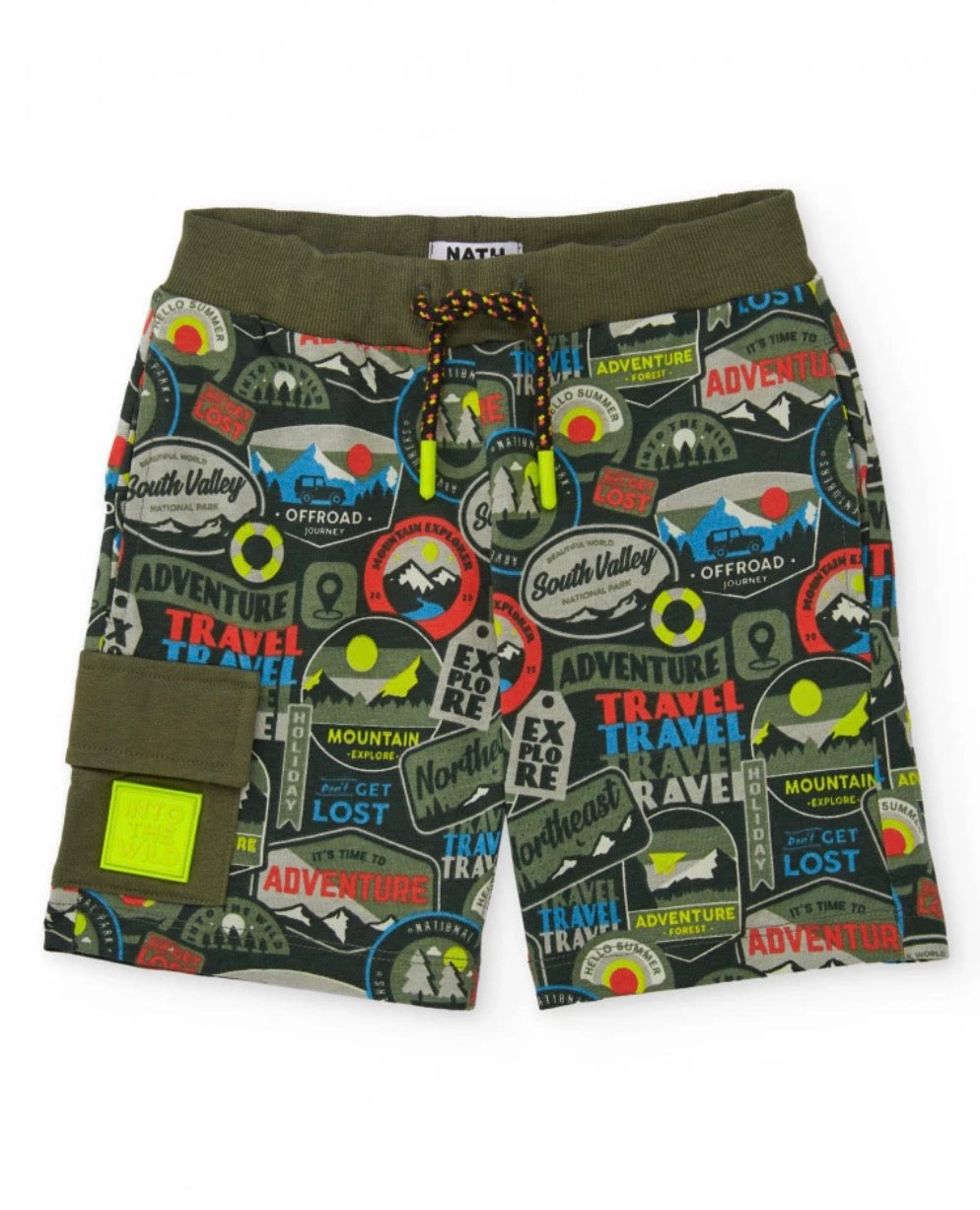TucTuc NK Camiseta De Punto Con Parches Gráficos Y Bermuda Con Bolsillo Lateral Con Solapa