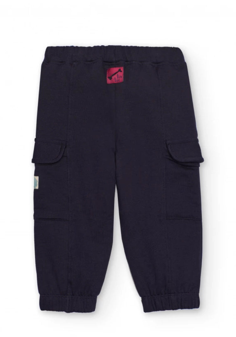 TucTuc Conjunto Niño Camiseta Manga Larga Estampado Perros Pantalón jogger azul marino con bolsillos cargo