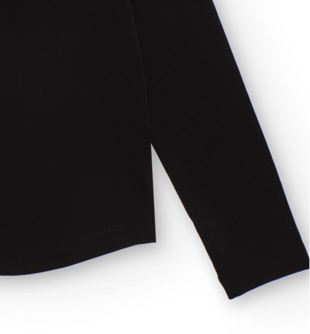 TucTuc NK Conjunto Niña Camiseta Negra Manga Larga Detalle Lazo   Falda Tul Rosa