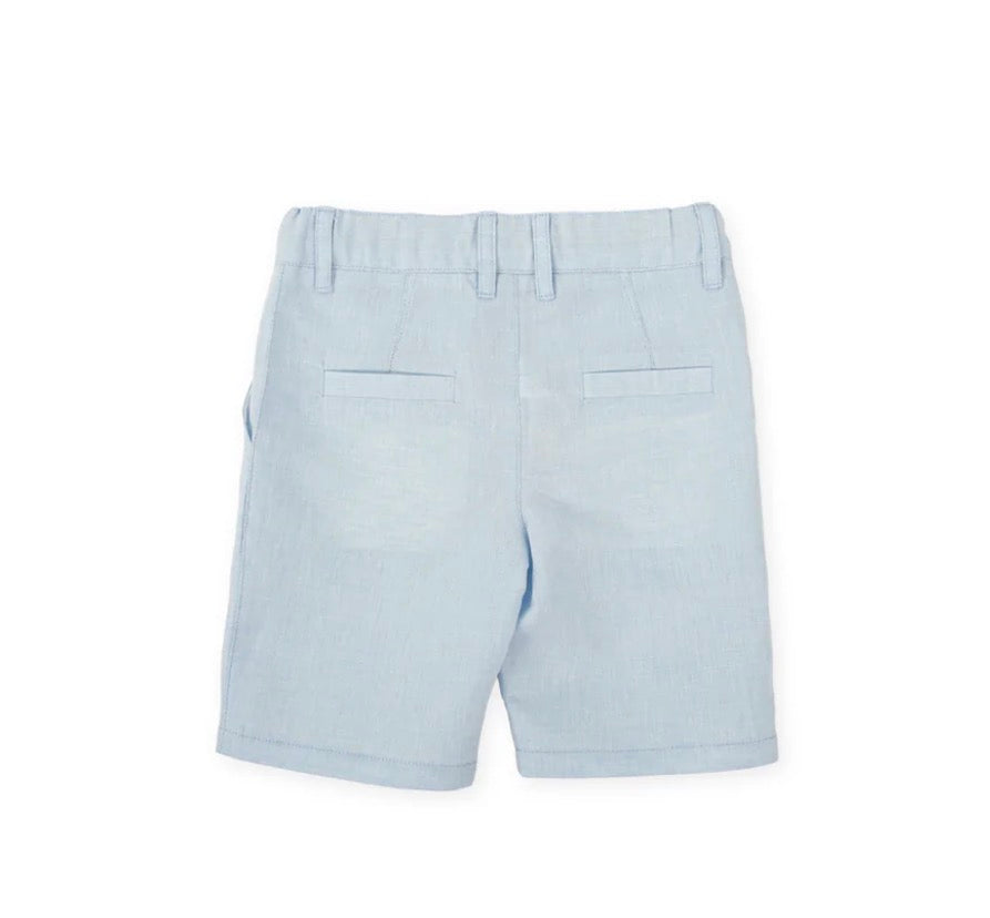 Tutto Piccolo Conjunto Camisa Manga Larga Rayas Y Short Lino Porcelana
