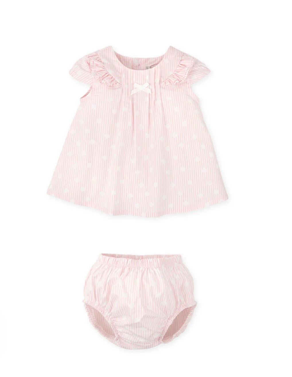 Tutto Piccolo Vestido Con Braguitas Rayas Y Motas Rosa