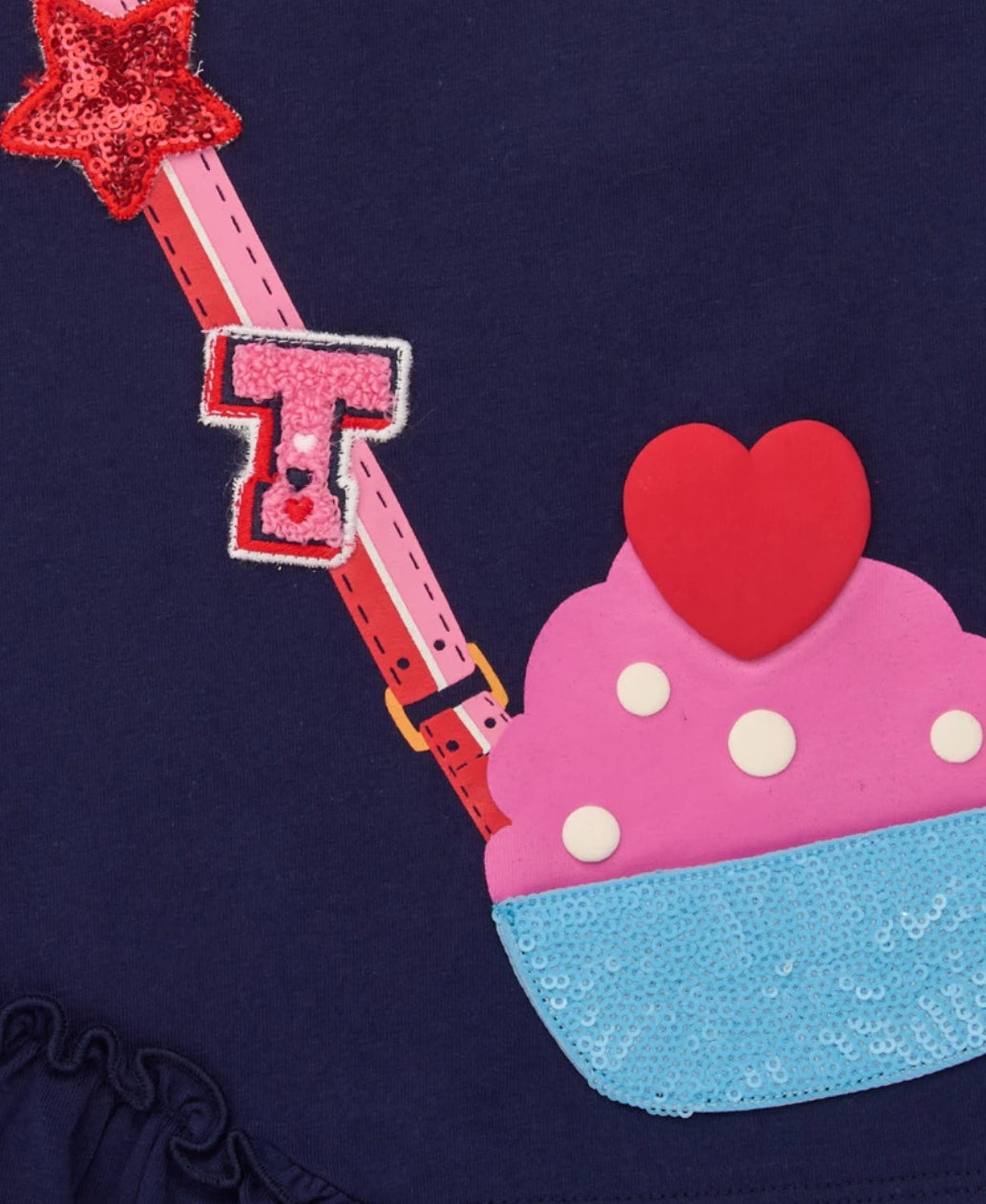 TucTuc Conjunto Camiseta Azul Marino Bolso Cupcake Y Legging Cupcake Y Estrellas