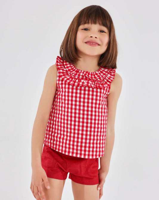 Tutto Piccolo Conjunto Blusa y Short Vichy Rojo