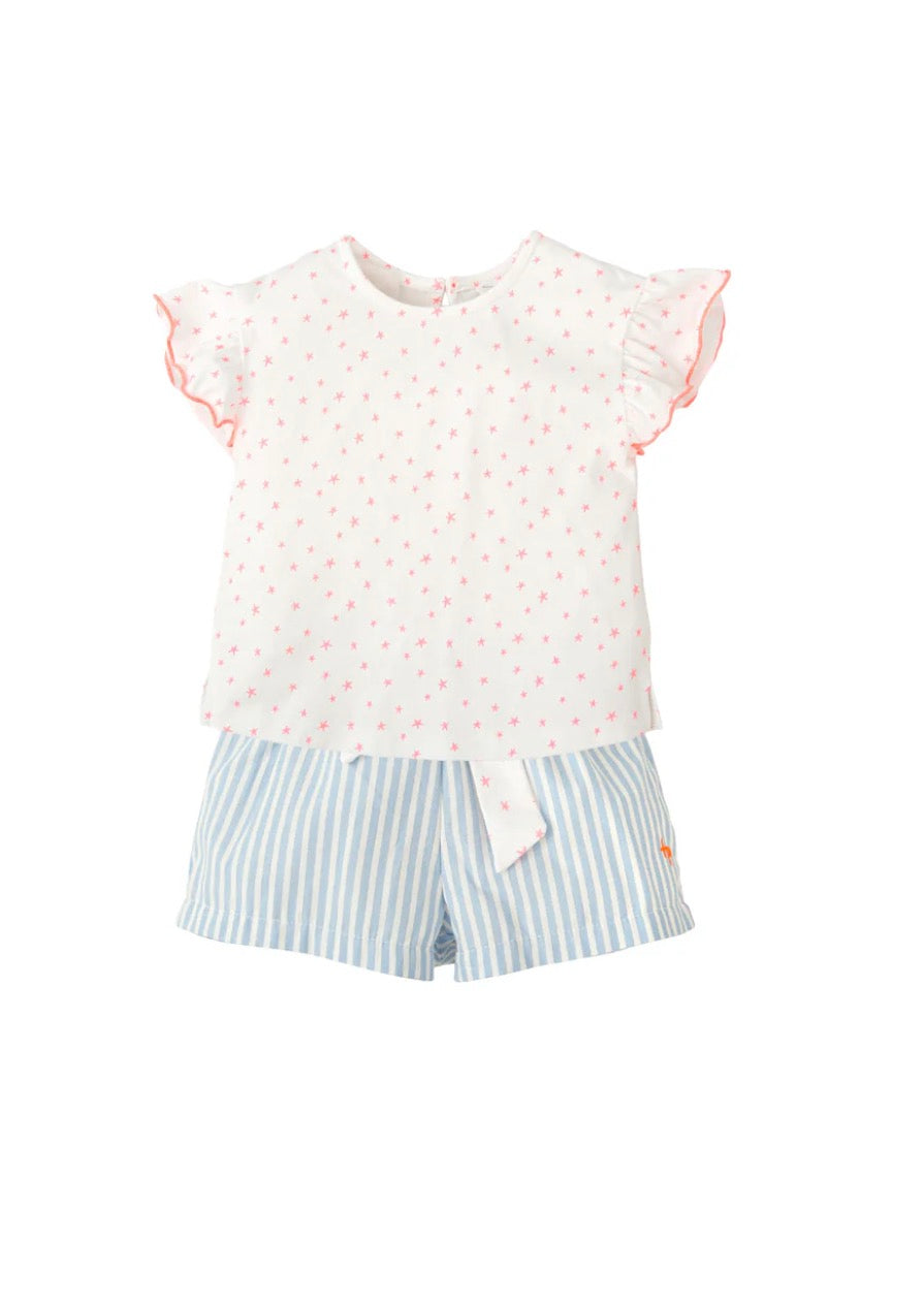 Tutto Piccolo Conjunto Top Estrellas Y Short Rayas Porcelana