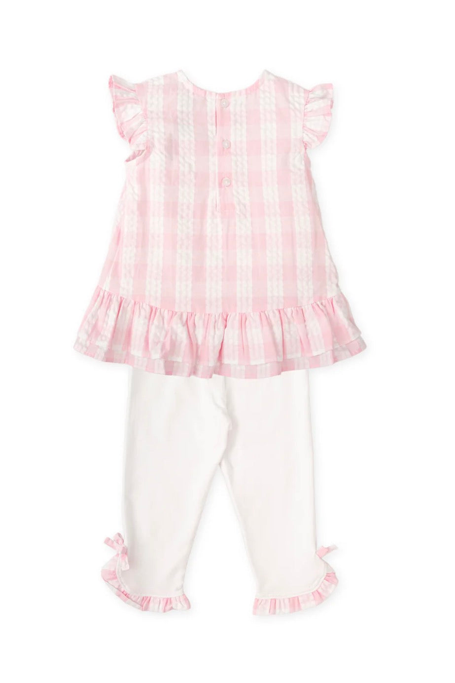 Tutto Piccolo Conjunto Top Cuadros Rosa Con Legging Blanco