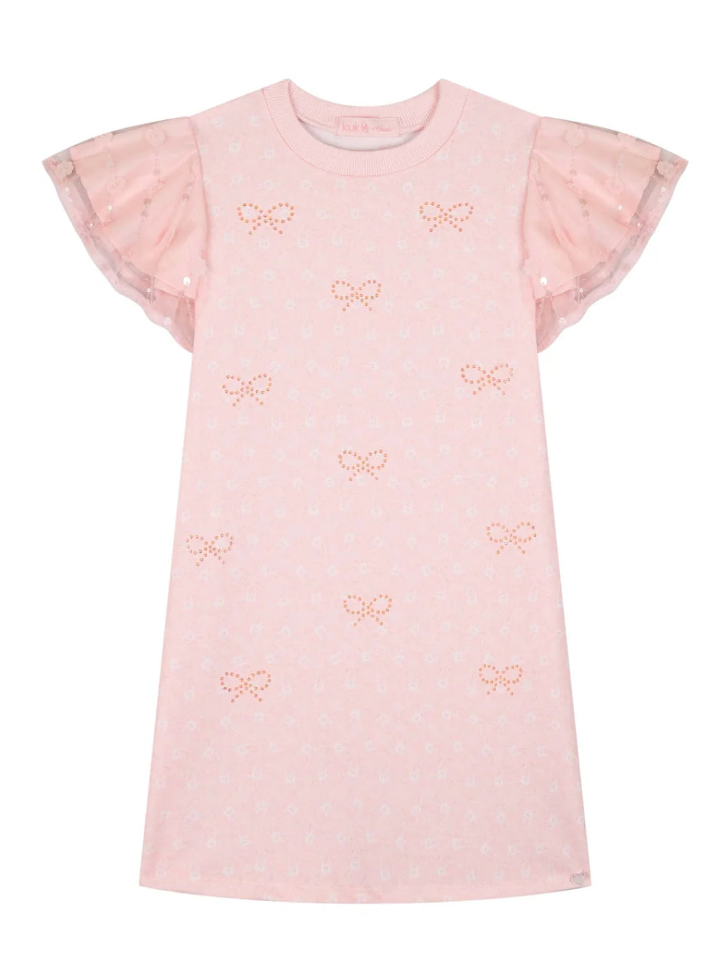 Kukiê Vestido Infantil Melocotón Y Tul Bordado