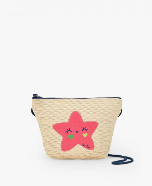 TucTuc Bolso De Rafita Para Niña En Beige Con Estrella Rosa. Colección: Color The Sea