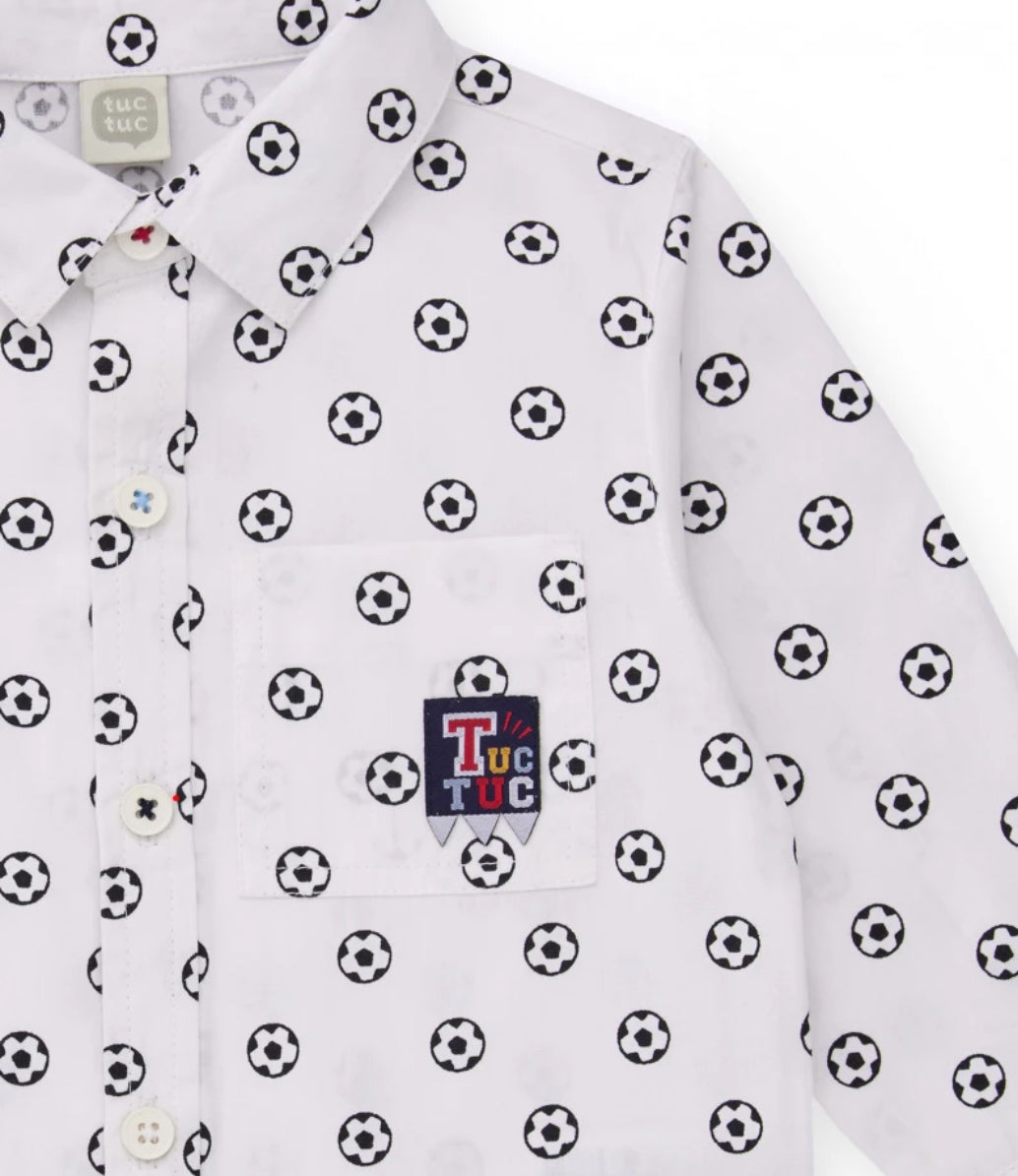 TucTuc Camisa Blanca De Balones Y Pantalón Azul Marino