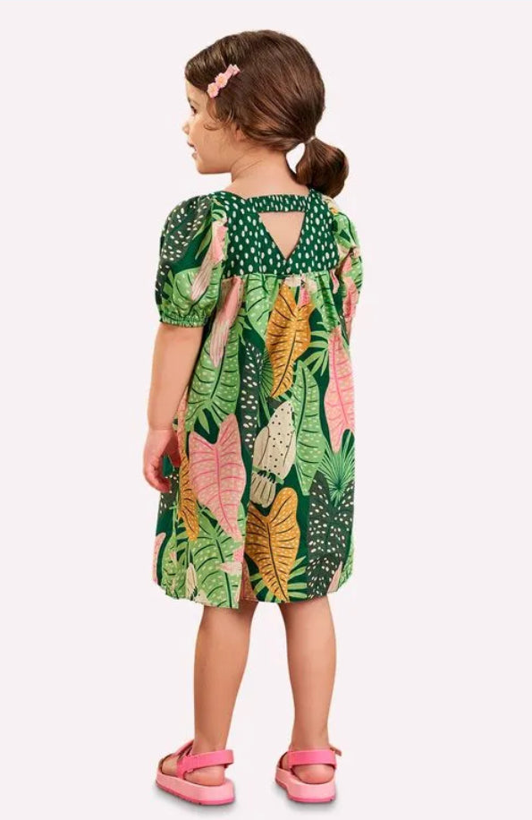 Nanai Vestido Infantil Hojas Verdes