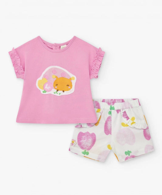 TucTuc Conjunto Para Niña Con Camiseta De Punto Sin Mangas Y Estampado