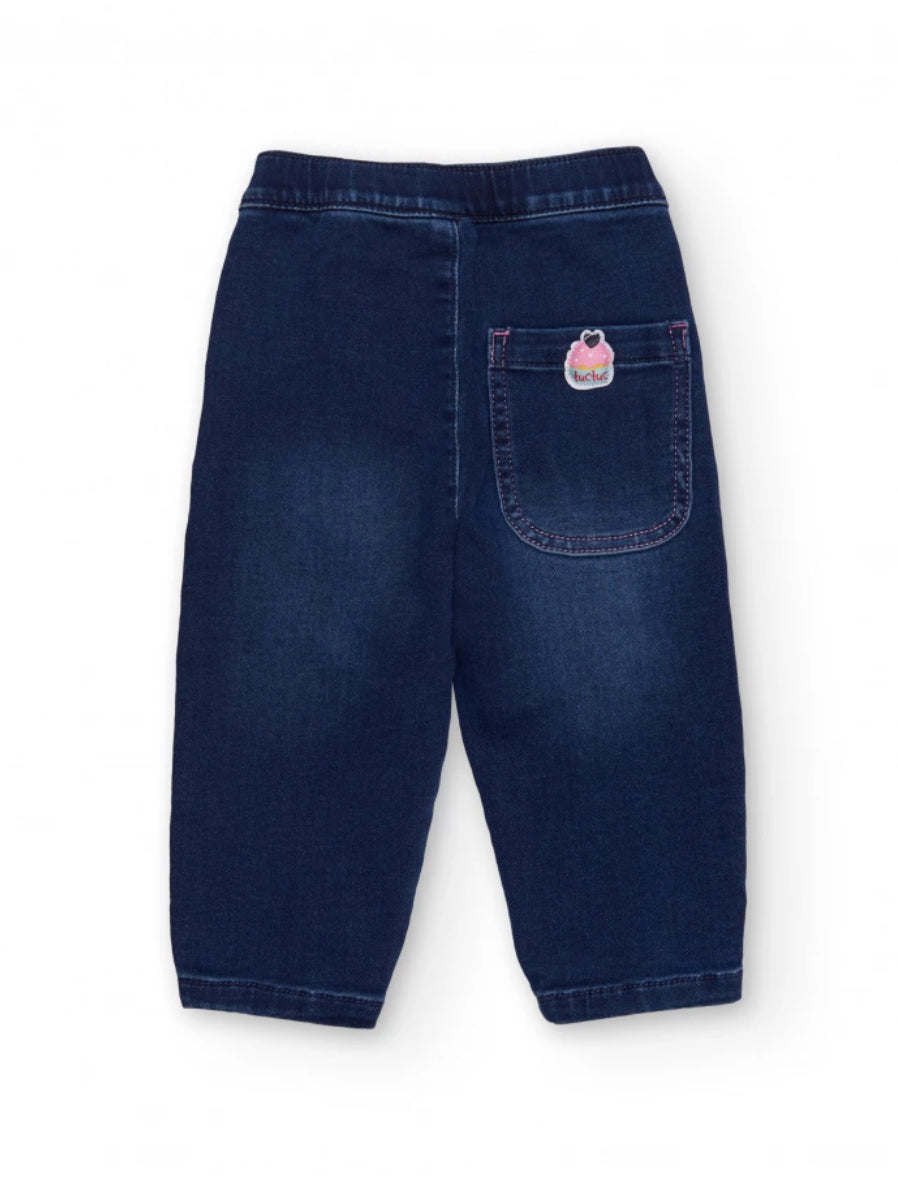 TucTuc Camiseta Azul Marino Detalles Brillantes Y Pantalón Vaquero De Estrellas.