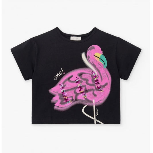 Tuc Tuc Flamingo Mood Black Knitted T-Shirt