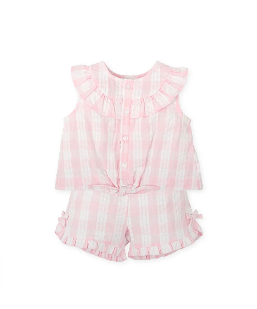 Tutto Piccolo Conjunto Top Y Short Cuadros Rosa