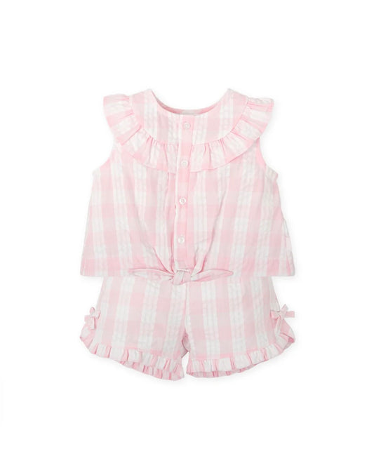 Tutto Piccolo Conjunto Top Y Short Cuadros Rosa
