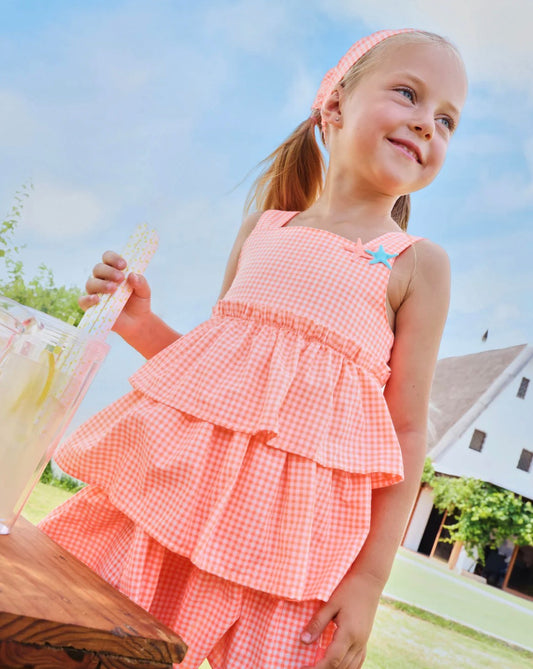Tutto Piccolo Vestido Tirantes Vichy Naranja