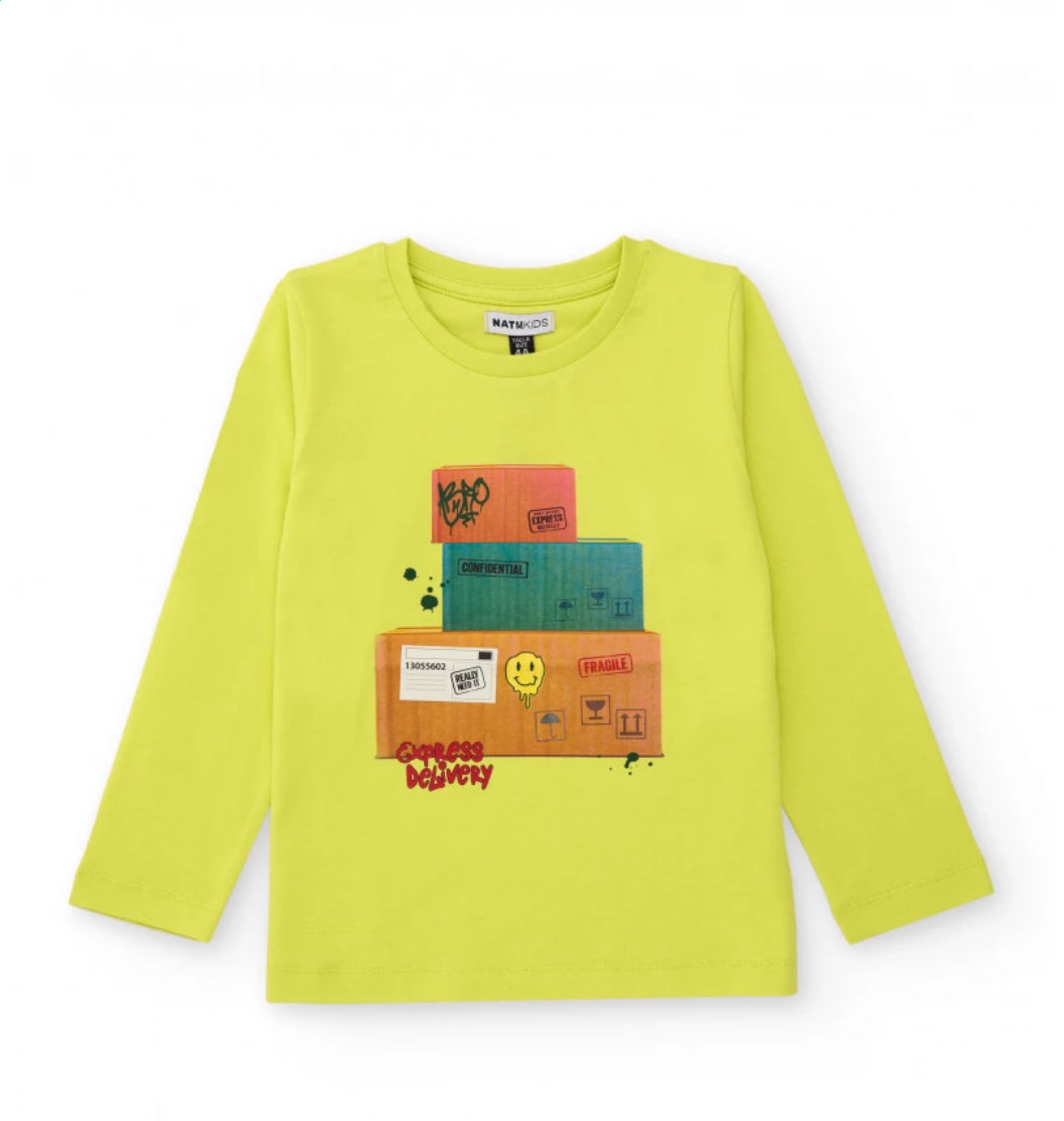 TucTuc NK Camiseta Manga Larga Estampado Cajas Y Pantalón Jogger Negro Con Estampado Grafitti